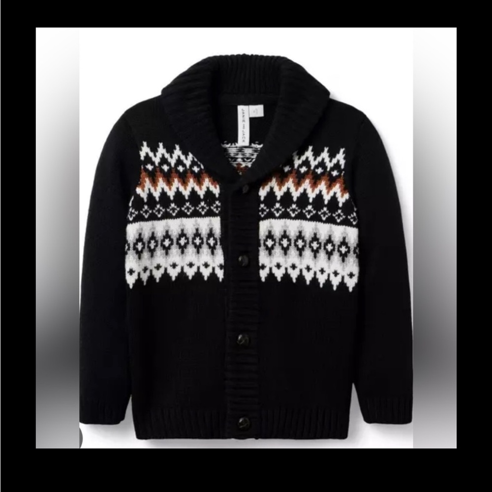 NWT Janie and Jack Black Cardigan with Geometric Pattern - Picture 7 of 7